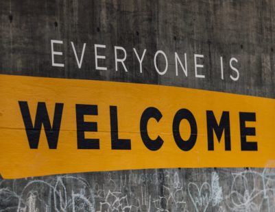 Sign saying everyone is welcome