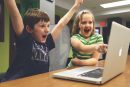 Children at a laptop