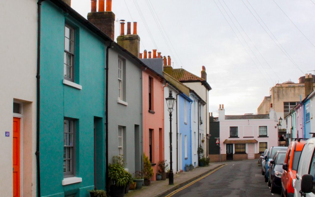 A street of colourful houses