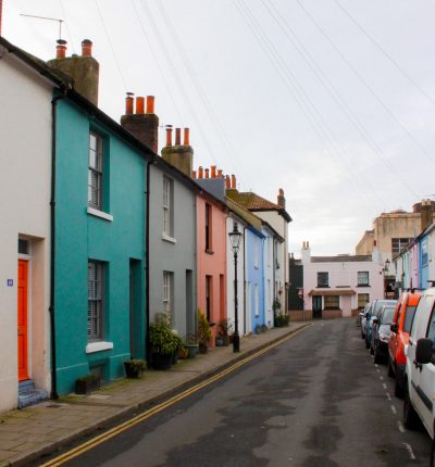 A street of colourful houses