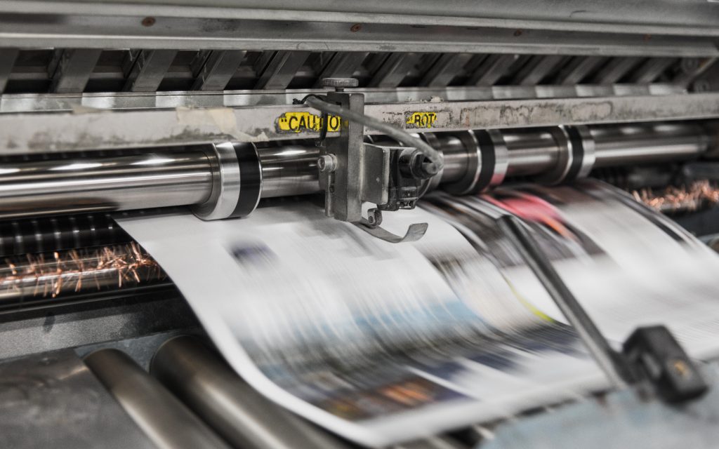 Copy of newspaper being printed
