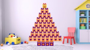 Christmas tree made of presents