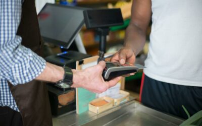 Person paying by card